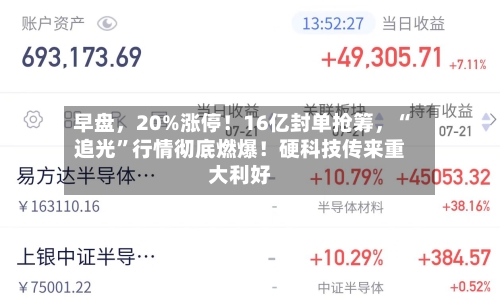 早盘	，20%涨停！16亿封单抢筹，“追光”行情彻底燃爆！硬科技传来重大利好-第2张图片