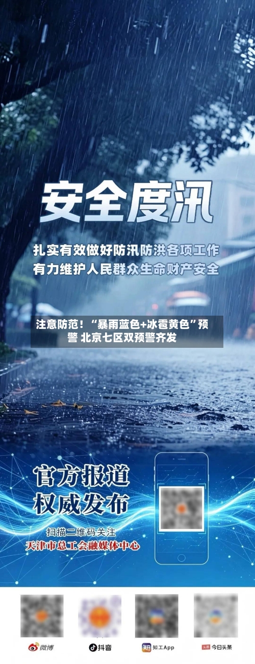 注意防范！“暴雨蓝色+冰雹黄色	”预警 北京七区双预警齐发-第2张图片