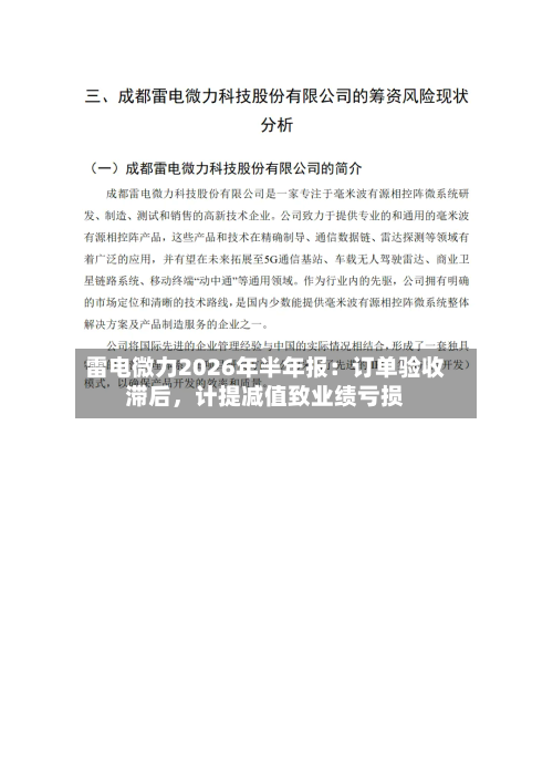 雷电微力2026年半年报：订单验收滞后	，计提减值致业绩亏损-第2张图片
