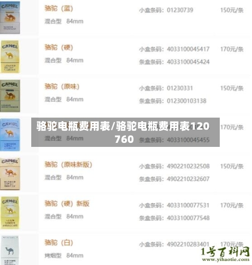 骆驼电瓶费用表/骆驼电瓶费用表120 760